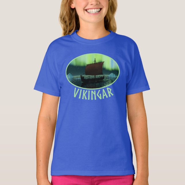 Camiseta Buque Viking Y Luces Del Norte (Anverso)