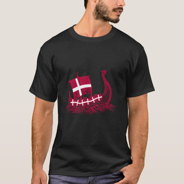 Camiseta Buque vitícola Bandera Dinamarca Raíces danesas Da (Anverso)