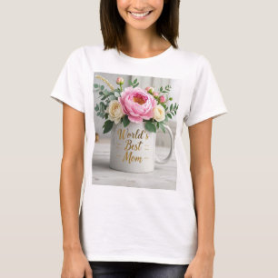 Camiseta Buquet floral de acuarela suave (peonías, rosas)