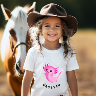 Camiseta Burbuja Axolotl rosa morado con nombre
