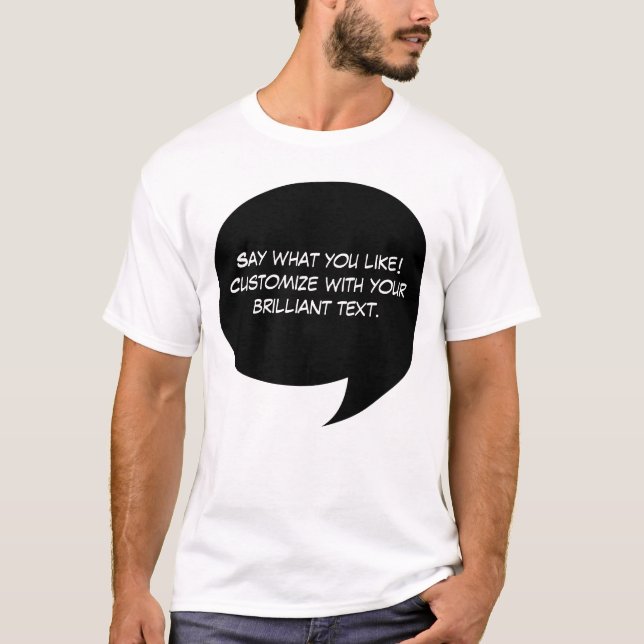 Camiseta Burbuja cómica del discurso del texto de encargo (Anverso)