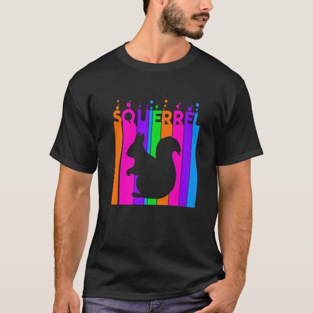 Camiseta Burbuja de arcoiris animal de Squierrel con siluet (Anverso)