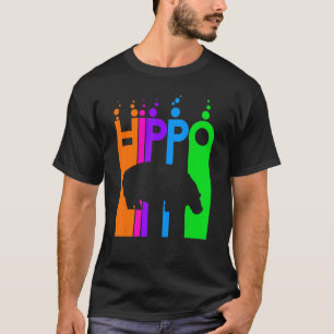 Camiseta Burbuja de arcoiris animal Hippo con silueta