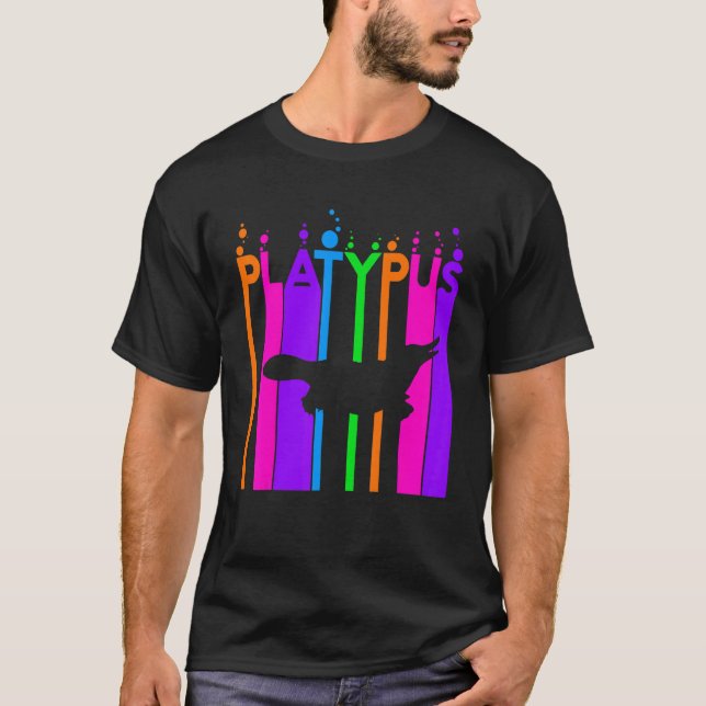 Camiseta Burbuja de arcoiris animal Platypus con silueta (Anverso)