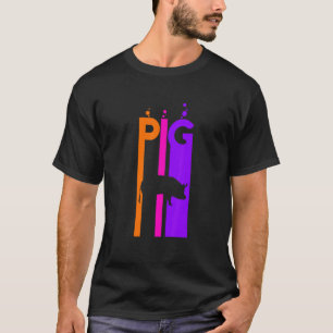 Camiseta Burbuja de arcoiris de animal porcino con silueta