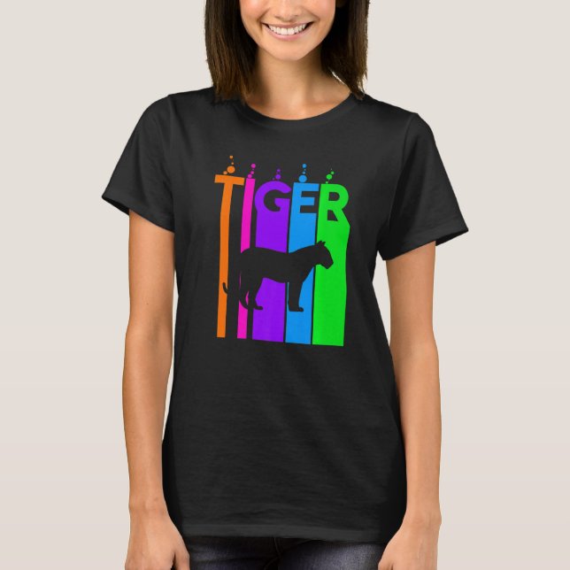 Camiseta Burbuja de arcoiris de animal tigre con silueta (Anverso)