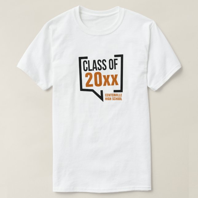 Camiseta Burbuja de discurso de año de clase de naranja que (Diseño del anverso)