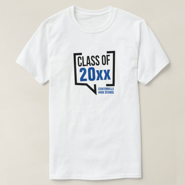 Camiseta Burbuja de discurso del año de clase azul (Diseño del anverso)
