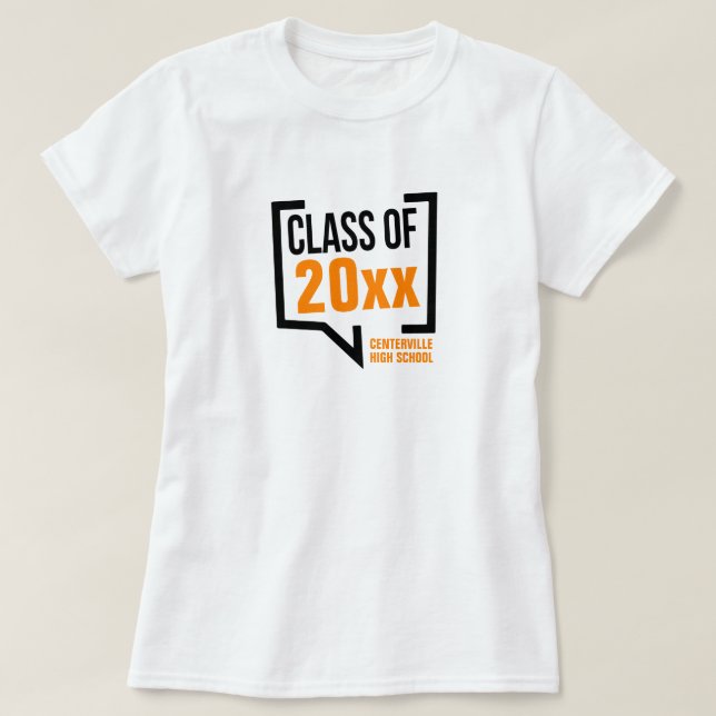 Camiseta Burbuja de discurso del año de clase naranja (Diseño del anverso)