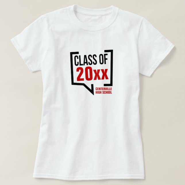Camiseta Burbuja de discurso del año de clase roja (Diseño del anverso)