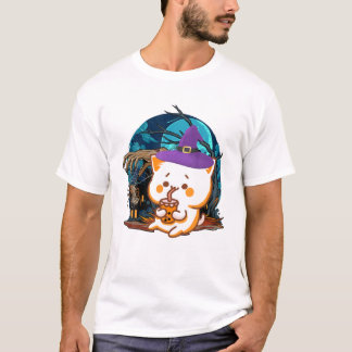 Camiseta burbuja de té de halloween gato