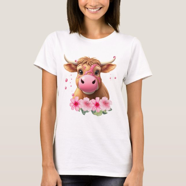 Camiseta Burbuja rosa de vaca Highland (Anverso)