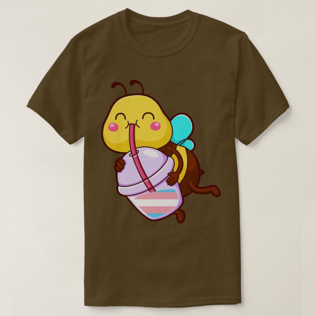 Camiseta burbuja transgénero de té de burbuja de abejas tra (Diseño del anverso)