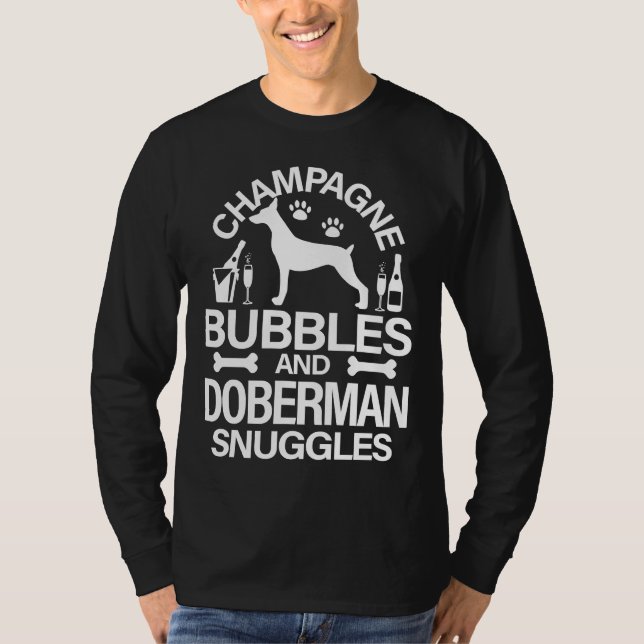 Camiseta Burbujas De Champán Y Doberman Huggles Perro De Ca (Anverso)