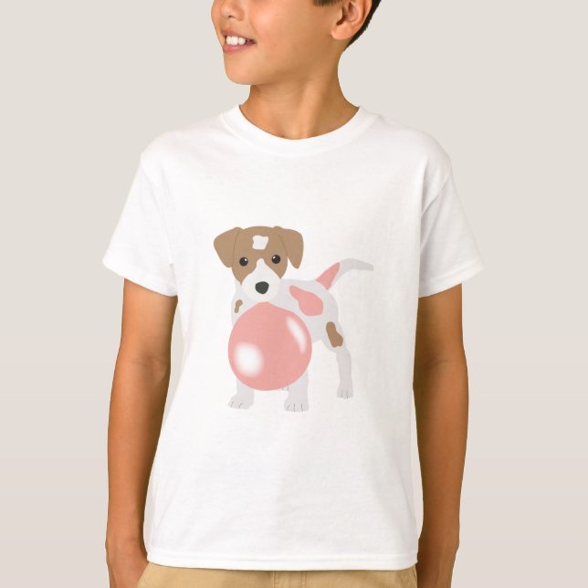 Camiseta Burbujas de goma de perro que soplan burbujas (Anverso)
