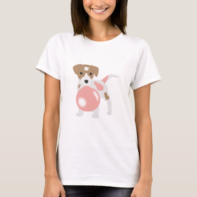 Camiseta Burbujas de goma de perro que soplan burbujas (Anverso)