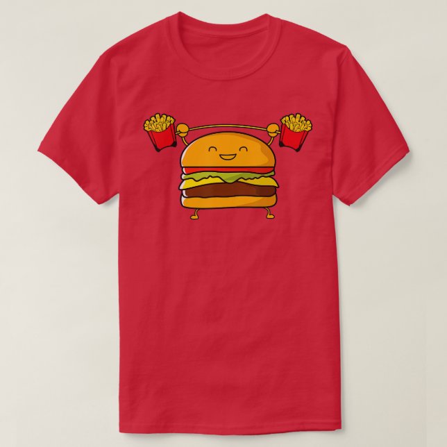 Camiseta Burfting Lifting Fries Funny Food Snatch Squat Bar (Diseño del anverso)