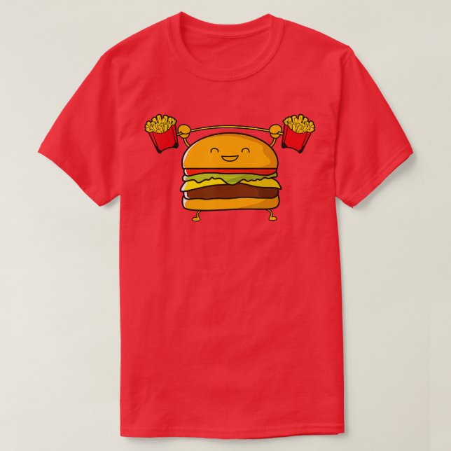 Camiseta Burfting Lifting Fries Funny Food Snatch Squat Bar (Diseño del anverso)