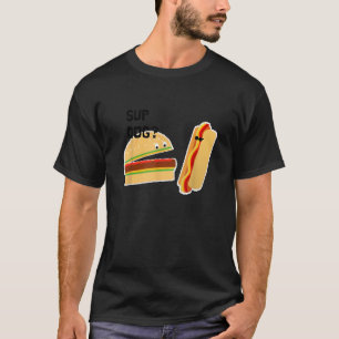 Camiseta Burger and Hot Dog Divertido perro de los puños