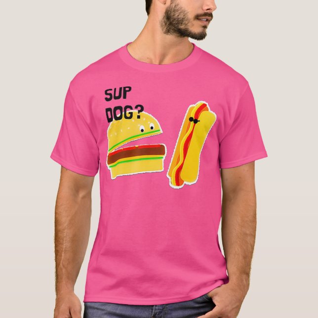 Camiseta Burger and Hot Dog Divertido perro de los puños (Anverso)