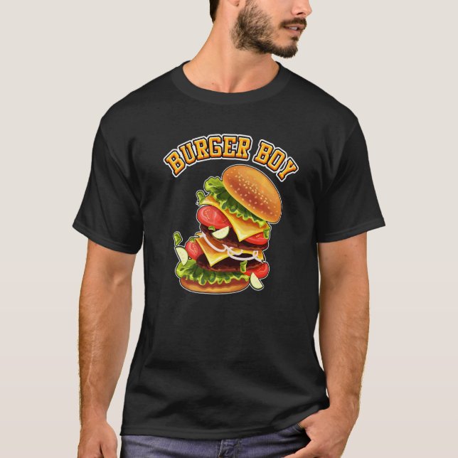 Camiseta Burger Boy Hamburger Cheeseburger Comida rápida di (Anverso)