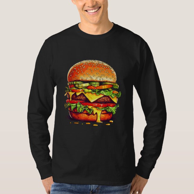 Camiseta Burger Cheeseburger Hamburger Fast Food Burger Mot (Anverso)