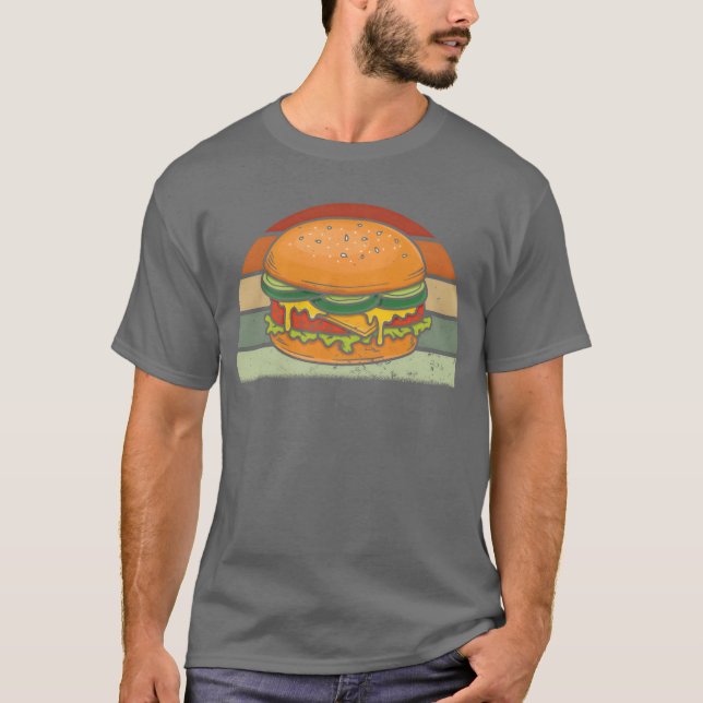 Camiseta Burger Cheeseburger Hamburger Fast Food Retro vint (Anverso)