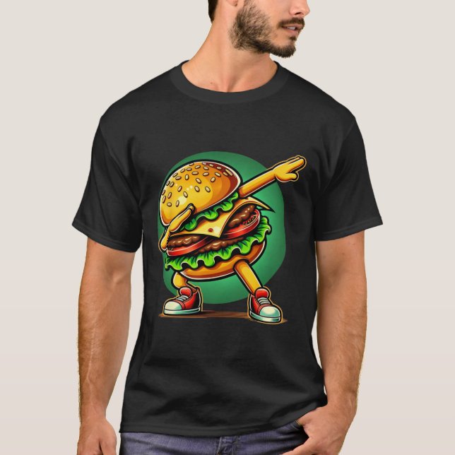 Camiseta Burger Dabbing Dancing Funny Burger Hamburger Food (Anverso)