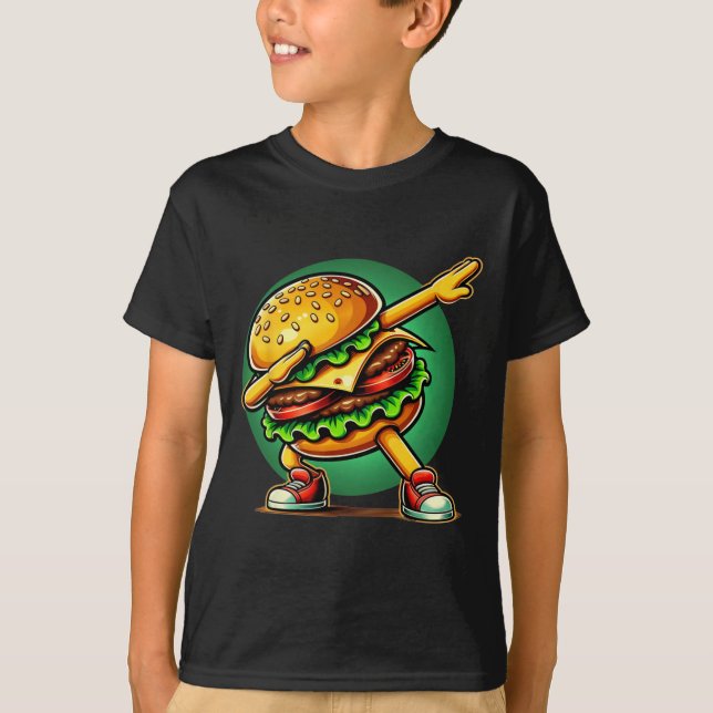 Camiseta Burger Dabbing Dancing Funny Burger Hamburger Food (Anverso)