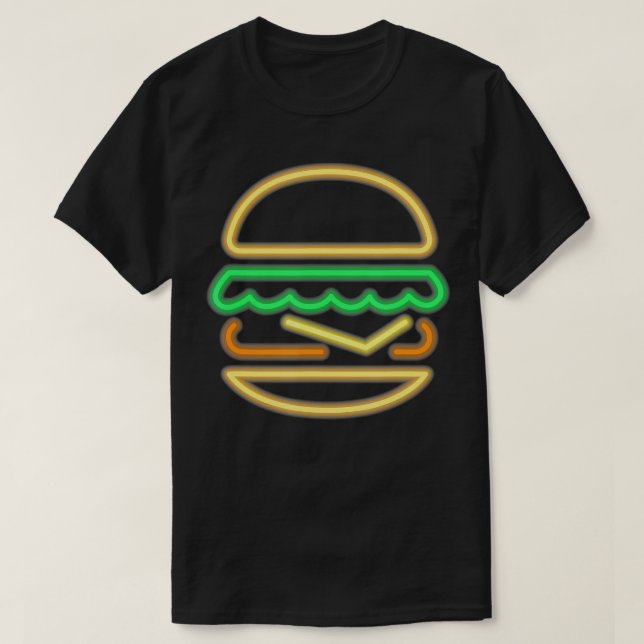 Camiseta Burger Neon Style de un clásico Rótulo retro neón  (Diseño del anverso)