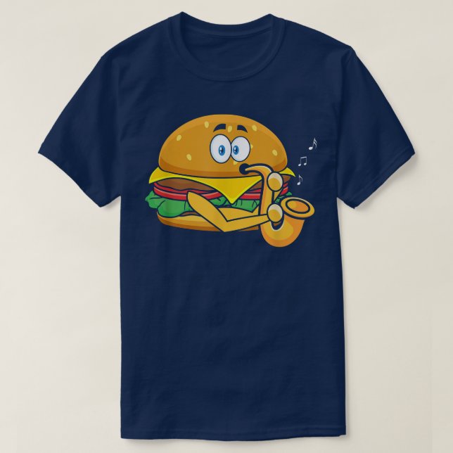 Camiseta Burger Playing Saxophone, Saxophonist Player Jazz  (Diseño del anverso)