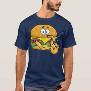 Camiseta Burger Playing Saxophone, Saxophonist Player Jazz 