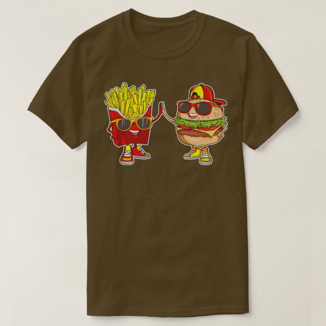 Camiseta Burger y Fries Trendy Weird BFF Fast Food (Diseño del anverso)
