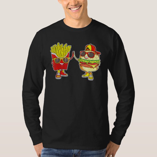 Camiseta Burger Y Fries Trendy Weird Bff Fast Food Who Lo (Anverso)