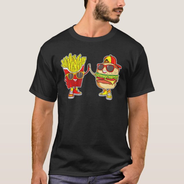Camiseta Burger Y Fries Trendy Weird Bff Fast Food Who Lo (Anverso)