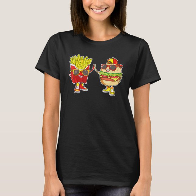 Camiseta Burger Y Fries Trendy Weird Bff Fast Food Who Lo (Anverso)