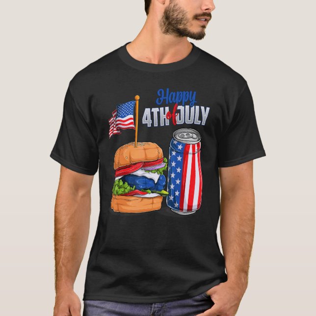 Camiseta Burger Y Soda Pueden Eeuu Bandera Estadounidense 4 (Anverso)