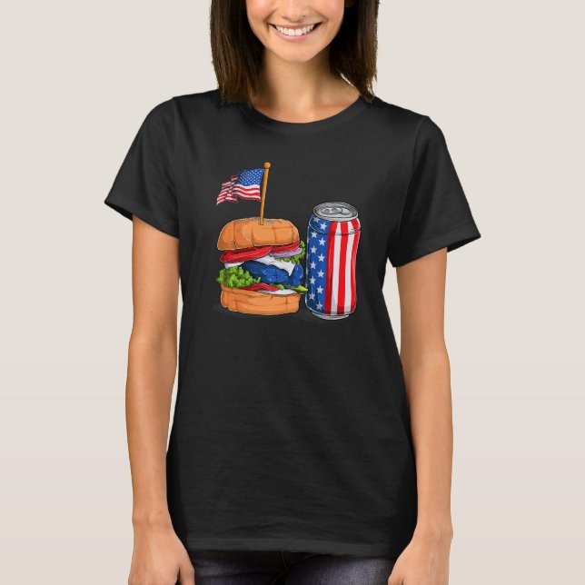 Camiseta Burger Y Soda Pueden Eeuu Bandera Estadounidense 4 (Anverso)
