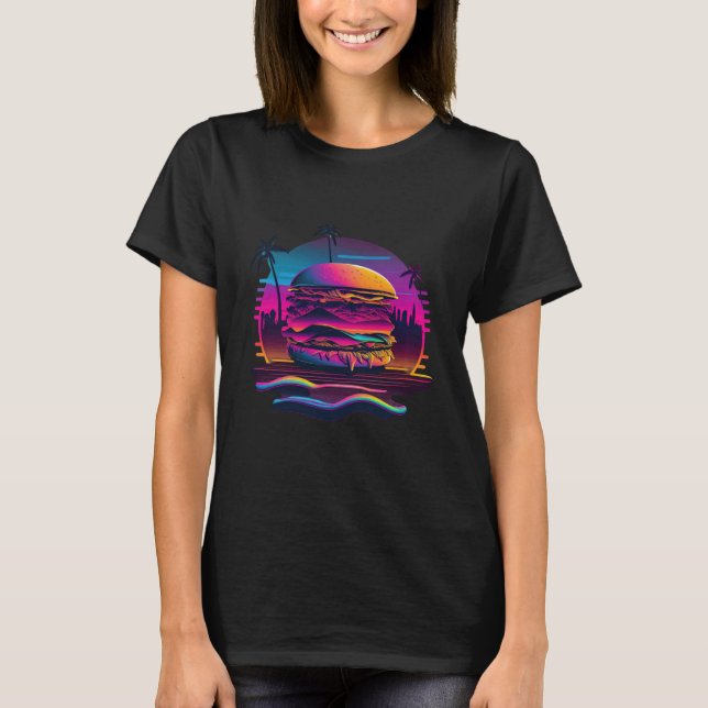 Camiseta Burgers Synthwave 80s Retrowave Aesthetic  1 (Anverso)