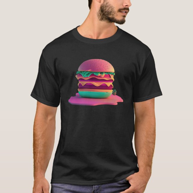 Camiseta Burgers Vaporwave Retrowave Aesthetic  1 (Anverso)