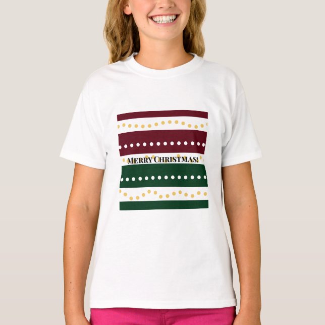 Camiseta Burgundy and Emerald Golden Polka Dots Christmas  (Anverso)