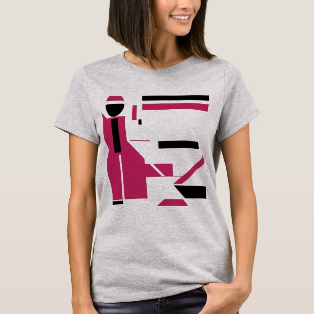Camiseta Burgundy Black Geometric Figura como arte MCM look (Anverso)