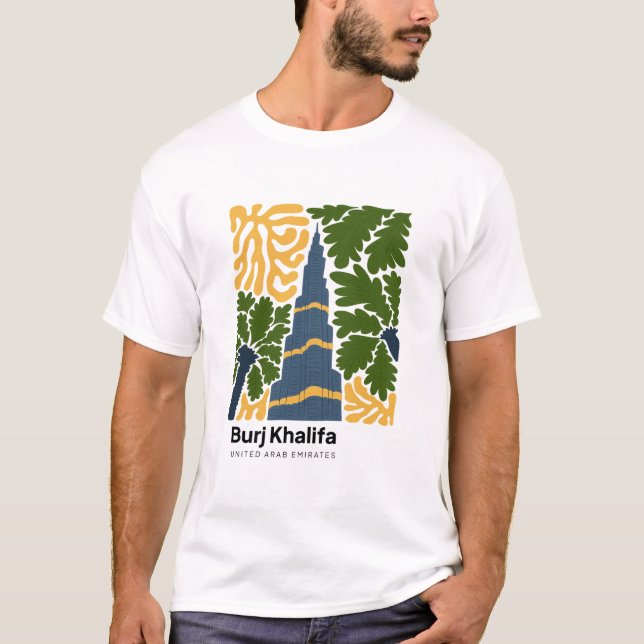 Camiseta Burj Khalifa Dubai floral viaje abstracto de los E (Anverso)