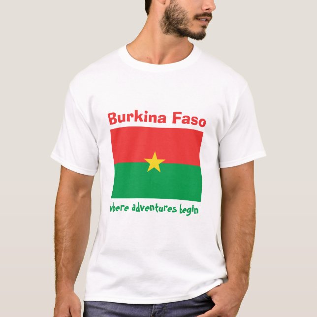 Camiseta Burkina Faso Bandera + Mapa + Texto (Anverso)