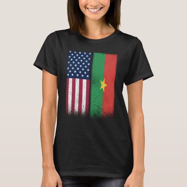Camiseta Burkina Faso Burkinabe American Flags Proud USA (Anverso)