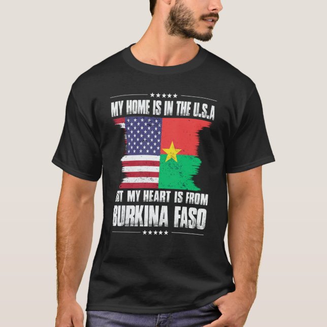Camiseta Burkinabe American Patriot Grown Proud Home Heart  (Anverso)