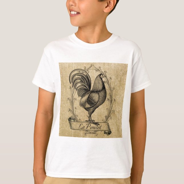 Camiseta Burlap de Pollo Vintage (Anverso)