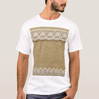 Camiseta Burlap, textura de tela de encaje.