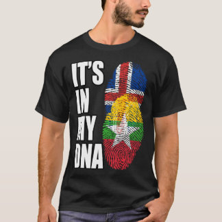 Camiseta Burmese And Icelandic Mix DNA Flag Heritage