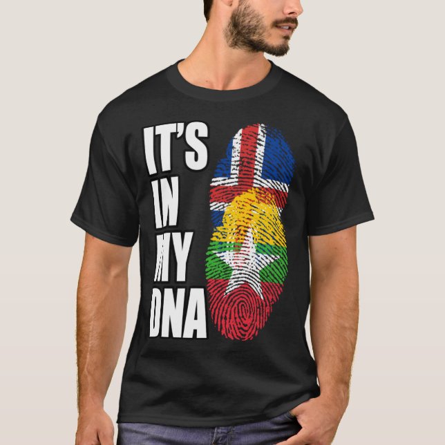 Camiseta Burmese And Icelandic Mix DNA Flag Heritage (Anverso)